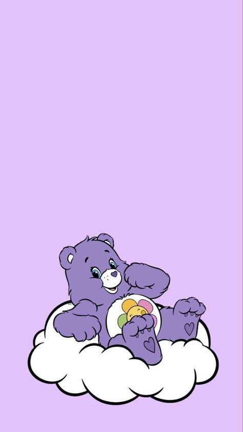 Aesthetic Care Bears, Care Bears Wallpaper, Wallpaper Cute Cartoon, Purple Bear, Care Bears Cousins, Wallpaper Purple, Patterns Wallpaper, Cute Patterns, Wallpaper Cute