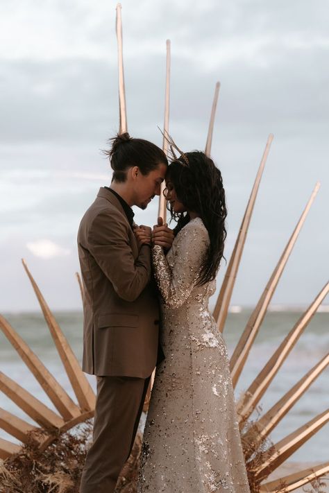 An ultra-romantic beach elopement in Tulum that is #CELESTIAL. Inspired by the natural beauty and healing properties of Tulum, this elopement is full of magical vibes. #WeddingIdeas #Wedding #WeddingPlanning #WeddingInspiration #DestinationWedding #WeddingEscape #Elopement #MicroWedding #Travel #Magic Moody Celestial, Bride Attire, Tulum Wedding, Romantic Beach, Beach Elopement, Tulum Mexico, Event Planners, Alternative Wedding, Intimate Weddings