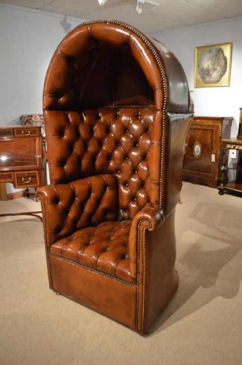 Stunning Quality Brown Leather Georgian Style Porters Chair | 302231 | Sellingantiques.co.uk Red Leather Chair, Porter Chair, Brown Leather Chairs, Georgian Furniture, Antique Stove, Leather Dining Room Chairs, Office Chair Design, Leather Recliner Chair, Kids Area