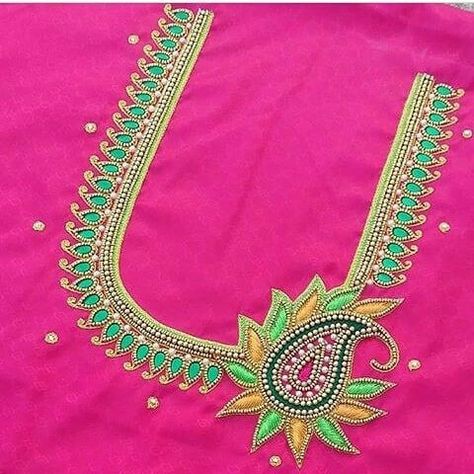 Heavy Maggam Work Blouses, Work Blouse Hand Designs, Work Blouse Designs, Silk Saree Blouse Designs Patterns, Peacock Embroidery Designs, Mirror Work Blouse Design, Maggam Work Blouse, Hand Work Design, Kids Blouse Designs