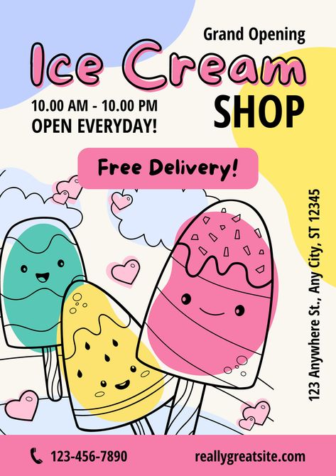 Ad Ideas Creative Advertising, Promotional Poster Design Advertising, Ice Cream Poster Design Creative, Advertisment Posters Ideas, Ad Poster Design Advertising, Shop Advertising Design, Canvas Poster Ideas, Marketing Poster Ideas, Ice Cream Poster Advertising