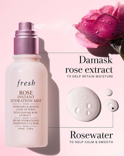 Rose Water Packaging, Rose Water Spray, Lips Photo, Water Packaging, Cosmetic Labels, Rose Extract, Product Shoot, Damask Rose, Beauty Products Photography