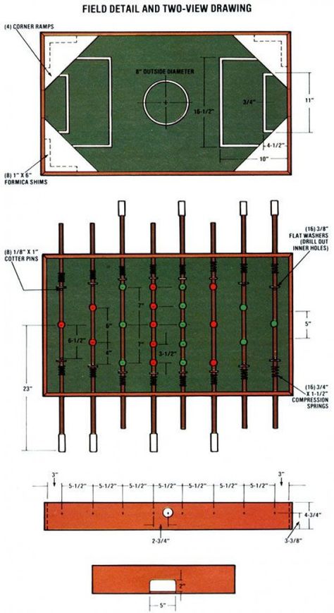 You don't have to let the winter doldrums get you down. Instead why not invest a weekend's workshop time and a little bit of cash and get ready to kick up your heels with fun foosball. #soccer #soccer #diy Foosball Table Diy, Foosball Table Design, Table Soccer, Table Football, Wood Games, Foosball Table, 3d Cnc, Astuces Diy, Hockey Game