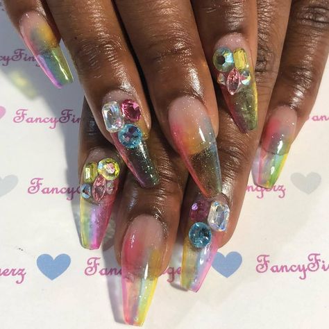 bombnails: “@fancyfingerz3dnailart” Pastel Jelly Nails, Jelly Nail Designs, Nail Designs For Summer, Jelly Nail, Nail Techniques, Claw Nails, Transparent Nails, Jelly Nails, Rainbow Nails