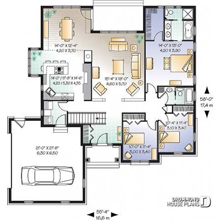 Large Container Homes, Country Craftsman House Plans, Drummond House Plans, Garage Floor Plans, Ranch House Plan, Craftsman Style House Plans, Craftsman House Plan, Ranch Style Homes, Ranch House Plans