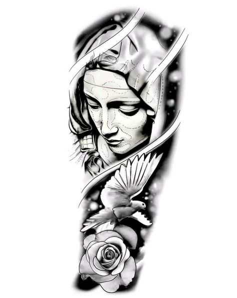 Wolf Tattoo Forearm, Voll Arm-tattoos, Portrait Tattoo Sleeve, Jesus Tattoo Design, Memorial Tattoo Ideas, Rose Tattoo Stencil, Tattoo Font For Men, Dove Tattoo Design, Art Inspired Tattoos