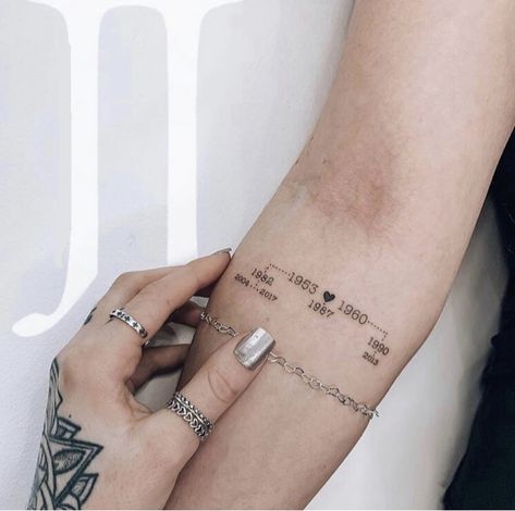 Birthdate Tattoo, Unique Small Tattoo, Birthday Tattoo, Date Tattoos, Petite Tattoos, Small Girl Tattoos, Initial Tattoo, Instagram Family, Subtle Tattoos