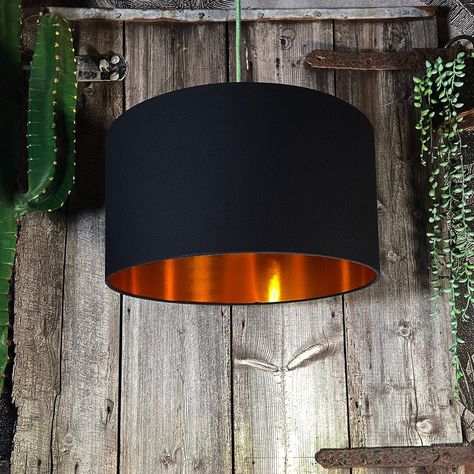 Jet Black Cotton Handmade Lampshade With Copper Foil Lining - Etsy Dark Green And Copper Bedroom, Woodland Lampshade, Forest Green Living Room, Room Forest, Copper Bedroom, Woodland Bedroom, Gold Lampshade, Jungle Foliage, Green Lamp Shade