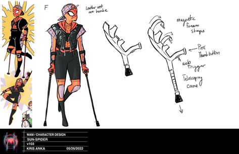 Spider Verse Concept Art, Sun Spider, Spiderman Across The Spiderverse, Biomechanical Engineering, Kris Anka, Spiderman Poses, Across The Spider Verse, Crutches, The Spider