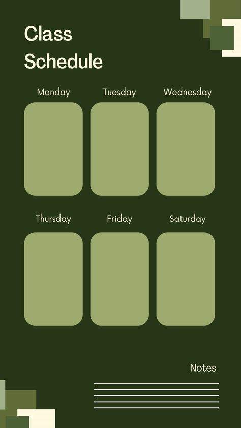 Green Cream and White Geometric Minimalist Class Schedule Phone Wallpaper Green Template Background Aesthetic, Phone Wallpaper Schedule Template, Class Schedule Template Lockscreen, Schedule Phone Wallpaper, School Schedule Templates, School Outfits Kids, Girls Back To School Outfits, Schedule Wallpaper, Font Wallpaper