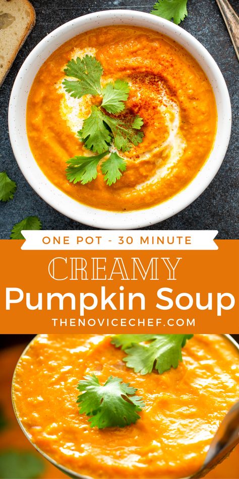 Best Pumpkin Soup Recipe, Creamy Pumpkin Soup Recipe, Pumpkin Soup Recipe Easy, Pumpkin Soup Easy, Spiced Pumpkin Soup, Vegan Pumpkin Soup, Creamy Pumpkin Soup, Coconut Milk Soup, Frozen Pumpkin