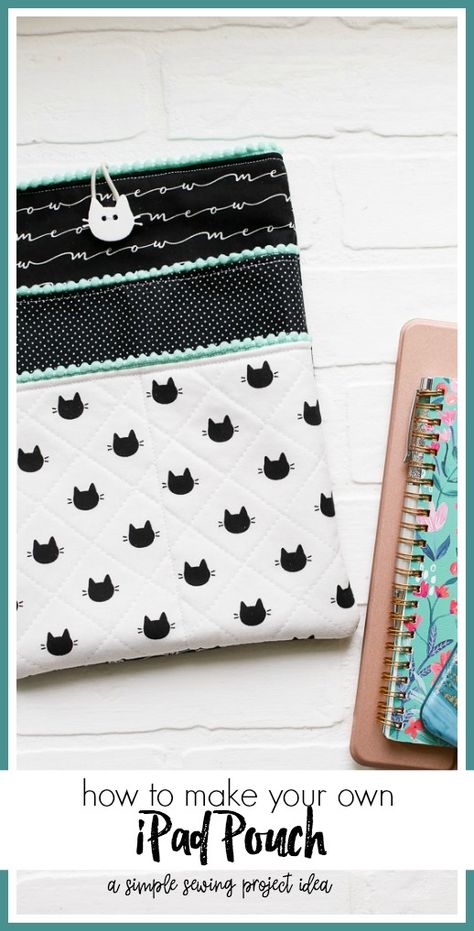 Sewing Pattern for iPad Pouch Case Sleeve - Sugar Bee Crafts Ipad Pouch Pattern, Kindle Sleeve Pattern, Book Sleeve Sewing Pattern, Ipad Sleeve Pattern, Wristlet Ideas, Ipad Case Pattern, Pad Pouch, Notebook Pouch, Ipad Sleeve Case