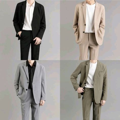 Casual Suit Outfits For Men, Jas Outfit, Casual Blazers For Men, Wedding Suit Groomsmen, Engagement Suits, Outfit Cowo, Groom Wedding Suit, Suit Groomsmen, Formal Attire For Men