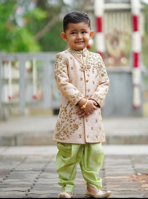 Traditional Dress For Kids Boys, Baby Boy Dress Traditional, Family Matching Outfits Indian, Traditional Dress For Boy, Toddler Wedding Outfit Boy, Kids Sherwani, Baby Boy Fashion Clothes, Baby Boy Birthday Outfit, Stylish Boy Clothes