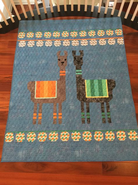 Lloyd and Lola Quilt for my grandson. Llama Quilt, Llama Nursery, Cat Quilt Patterns, Elizabeth Hartman, Cute Llama, Quilt As You Go, My Grandson, Animal Quilts