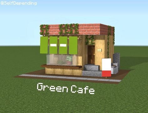 постройки Minecraft Shops, Green Cafe, Minecraft Structures, Bangunan Minecraft, Minecraft Modern, Minecraft Cottage, Easy Minecraft Houses, Diy Minecraft, Cool Minecraft Houses