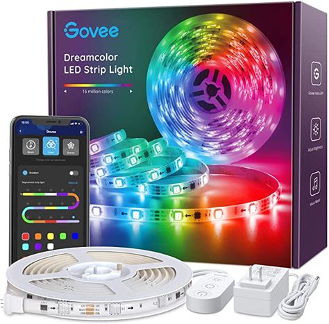 Amazon.com: LED Strip Lights RGBIC Dreamcolor, Govee APP Control Bluetooth 16.4ft Multicolor LED Light Strip Waterproof, Music Sync with Color Changing Lights for Room, Kitchen, Home, Party, Halloween, Christmas: Home Improvement Diy Dresser Makeover, Rgb Led Strip Lights, Led Color Changing Lights, Diy Dresser, Led Strip Lights, Diy Furniture Easy, Dresser Makeover, Color Changing Lights, Strip Lights