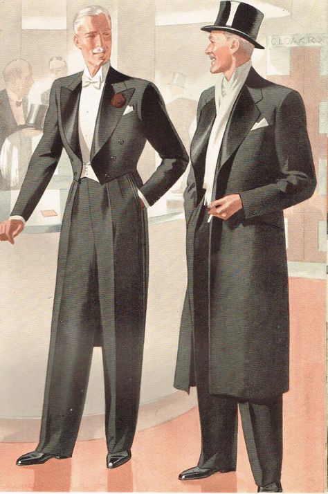 Bringing Back Fashion Illustration – Put This On 1930s Men, Mens Fashion Illustration, Vintage Mens Fashion, 1930s Fashion, Formal Suits, 1940s Fashion, 1920s Fashion, Tuxedos, Fashion Plates