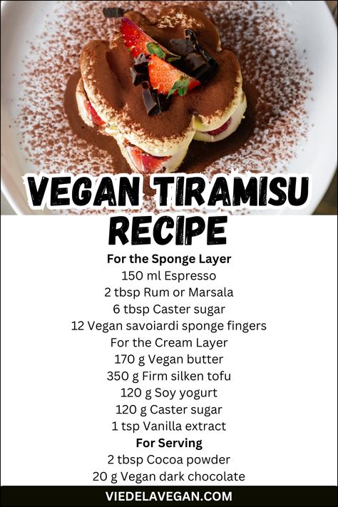 Vegan Tiramisu Recipe Vegan Tiramisu Recipe, Vegan Pies, Vegan Tiramisu, Vegan Pie, Italian Dessert, Decadent Chocolate Cake, Tiramisu Recipe, Sweet Cravings, Vegan Alternatives