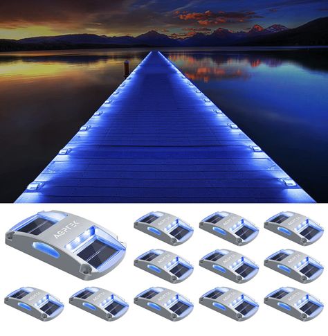 AGPTEK Solar Driveway Lights 12 Pack, Solar Deck Lights Outdoor Dock Marine Lights LED Dock Lights Solar Powered Waterproof Driveway Marker Lights for Warning Step, Sidewalk, Pathway, Garden, Yard Dock Lighting Ideas, Marine Lights, Boat Dock Ideas, Solar Driveway Lights, Dock Lights, Driveway Lights, Driveway Markers, Pathway Garden, Dock Ideas