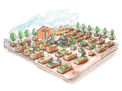 Community Garden Layout, Garden Community, Raised Garden Bed Kits, Community Gardens, Annual Garden, Allotment Gardening, Garden Plots, Garden Entrance, Community Garden