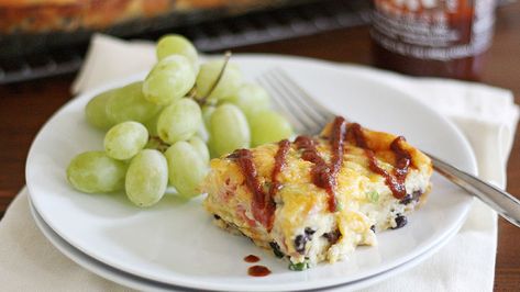 Cheesy Southwest Black Bean Egg Bake Recipe - BettyCrocker.com Vegetarian Brunch, Baked Eggs Recipe, Egg Bake, Bisquick Recipes, Sausage And Egg, Breakfast Bake, Baked Eggs, Delicious Vegetarian, Black Bean