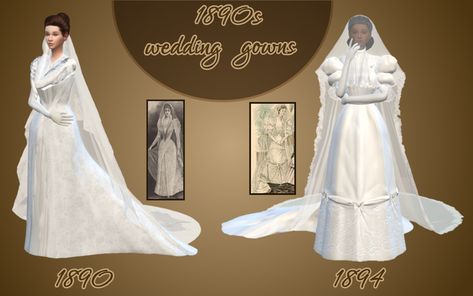 4000+ followers gift: 1890s wedding gowns Sims 4 Cc Midevil Hair, Victorian Royalty, 4000 Followers, Sims Traits, Sims 4 Wedding Dress, 3000 Followers, Legacy Challenge, Cc Clothing, Sims Challenge