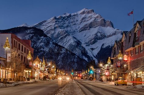 Banff Mountain Town Winter christmas. Main street of Banff Town in Banff National Park during winter season with snow covering street, it was shortly before #AD , #SPONSORED, #sponsored, #Winter, #Town, #Banff, #christmas Banff Canada, Nature View, Mountain Town, Ski Area, Lake Louise, Banff National Park, Kayaking, Skiing, The Globe