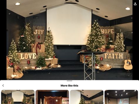 Conference Room Christmas Decorations, Church Lobby Christmas Decor, Church Stage Christmas Decor, Stage Christmas Decorations, Church Christmas Decorations Stage, Nude Christmas Decor, Christmas Stage Decor, Christmas Church Stage Design, Christmas Church Decorations Sanctuary