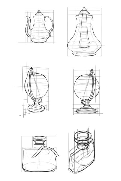 Simple Object Sketches, Daily Life Objects Sketches, Isometric Objects Drawing, Everyday Objects Drawings, Simple Objects To Draw, Daily Objects Sketches, Sketches Of Objects, Random Objects To Draw, Isometric Sketch