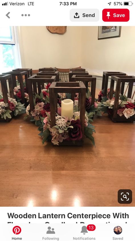 Cranberry Wedding, Burgundy Wedding Theme, Lantern Centerpiece, Wooden Lantern, Wooden Centerpieces, Lantern Centerpieces, Wooden Lanterns, Diy Lanterns, Western Wedding