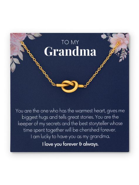 PRICES MAY VARY. To My Grandma: For your loving grandma, just let her know she'll always be important in the heart of her grandchild with a special bond since the very first day; this grandmother necklace gift is a truthful message for that Well-Handcrafted Jewelry: Our Dainty Necklace is made from high quality stainless steel, 17.5" cable chain with 2" extender, love knot pendant Heartfelt Message Card Included: Make your gifts to be more special with a meaningful message card. Short and sweet To My Grandma, Grandmother Necklace, Grandma Necklace, Gifts For Grandma, Presents For Women, Lucky To Have You, Short And Sweet, Meaningful Messages, Best Gifts For Her