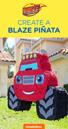 Craft your own Blaze piñata for the ultimate Blaze and the Monster Machines themed birthday party celebration. Click here to see how you can make other Nick Jr. friends from Shimmer and Shine, Rusty Rivets, and PAW Patrol! Blaze Birthday Party Games, Blaze The Monster Machine Party Ideas, Blaze And The Monster Machines Birthday Cake, Blaze Party Ideas, Blaze Monster Truck Party Ideas, Blaze Birthday Party Ideas, Blaze And The Monster Machines Birthday, Blaze Birthday Cake, Blaze Birthday Party