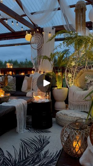 16K views · 4.5K reactions | Who knows what tomorrow brings, but right now “We are most alive when we are in love.” ♥️🔥

A little look at last nights view from another angle of the gazebo☺️

Warm wishes to you♥️

Jenny 🥰

Featured~

Bali egg chair @ezlivinginteriors 
Link in bio ✨

White Moroccan Outdoor Solar Light✨ Link in bio 

Table fire pit 🔥 Link in bio

Miami Cream/Black Rug @therugloftireland Link in bio✨

Solar Fairy water feature purchased @aldi_ireland 

.
#garden #gardens4inspiration #backyard #backyards #gardeninspiration #cozycorners #gardenatnight #solarenergy #candlelight #decking #veranda #gardendreams #beautifuldestinations #homedesign #outdoorlivingroom #outdoorroom #seatingarea #gardensofinsta #instagramreels #romanticnights | Jennifer’s🌿Home & Interiors | Kim Kwang Table Fire Pit, Moroccan Outdoor, Front Porch Decorating, Outdoor Living Room, Outdoor Solar Lights, Water Feature, Outdoor Solar, Backyards, Black Rug