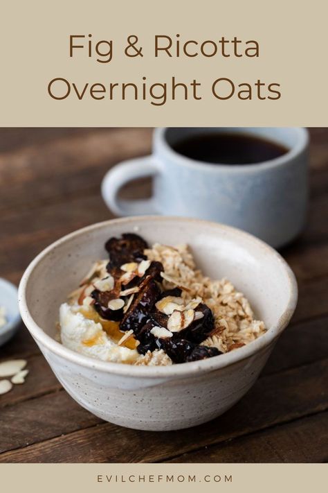 Fig & Ricotta Overnight Oats Fig Overnight Oats, Ricotta Overnight Oats, Heart Healthy Breakfast, Oat Muffins, Fig Recipes, Overnight Oatmeal, Food Substitutions, Gluten Sensitivity, Dried Figs