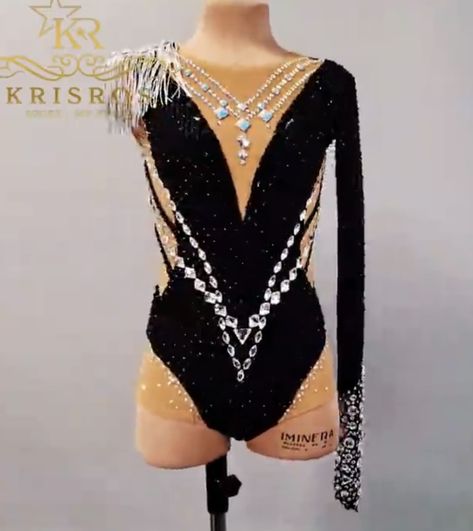 Contemporary Dance Costumes Dresses, Black Leotard Costume, Rhythmic Gymnastics Costumes, Twirling Costumes, Wrestling Outfits, Pretty Dance Costumes, Gymnastics Suits, Elegant Swimwear, Dance Costumes Dresses