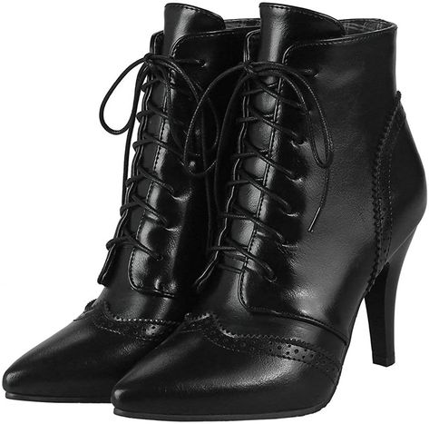 Ankle Boots Pointed Toe, Stiletto Ankle Boots, Ankle Combat Boots, Lace Up High Heels, Womens Stilettos, Black Heel Boots, Lace Up Booties, Womens Ankle Boots, High Heels Stilettos