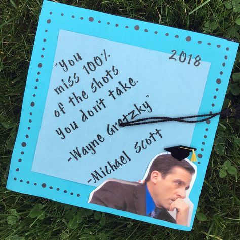 Graduation Cap Designs The Office, Office Graduation Cap, The Office Graduation Cap, Falls Wallpapers, Painted Parking Spaces Ideas, High School Graduation Cap Designs, Funny Graduation Caps, College Grad Cap Ideas, High School Graduation Cap