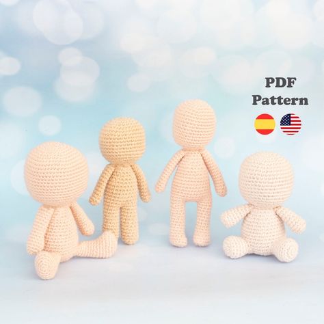 Amigurumi Crocheters, Expert Or Aspiring … This Set Of Base Body Patterns Is For You! - KnitHacker Crochet Base, Crochet Hack, Crochet Etsy, Anime Dolls, Crochet Doll Pattern, Unique Crochet, 4 In 1, Doll Pattern, Amigurumi Doll