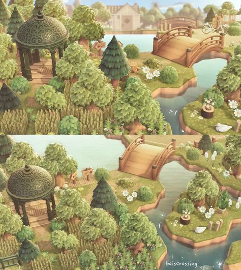 Animal Crossing Witchy Island, Cottage Forest, Cottagecore Animal Crossing, Witchy Cottage, River Mouth, Acnh Cottagecore, Japanese Forest, Forest Core, Cozy Gaming