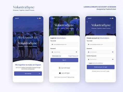 Login & Create Account UI Design by Prabhat B.shah Create Account Ui Design, Login Ui, Create Account, Forgot Password, Ui Design, Global Community, Creative Professional, Accounting, Design