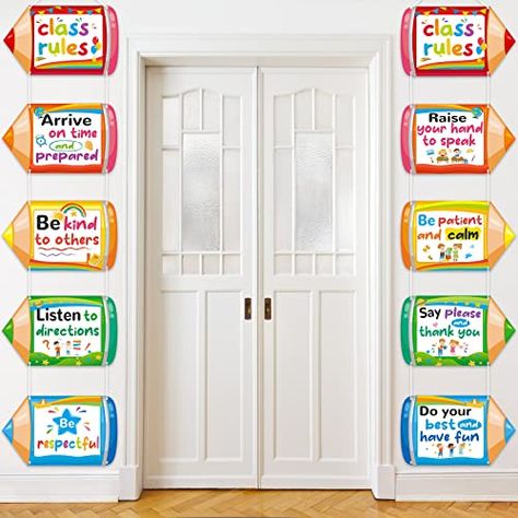 10 Pieces Classroom Rules Posters Classroom Bulletin Board Decorations Pencil Shape Motivational Porch Sign Set Positive School Banner Rules Expectations Sign for Kindergarten Elementary Middle School Crayon Decor, Rules Banner, Classroom Expectations Poster, Classroom Background, Posters Classroom, Classroom Bulletin Board, Classroom Rules Poster, Classroom Expectations, Classroom Signs