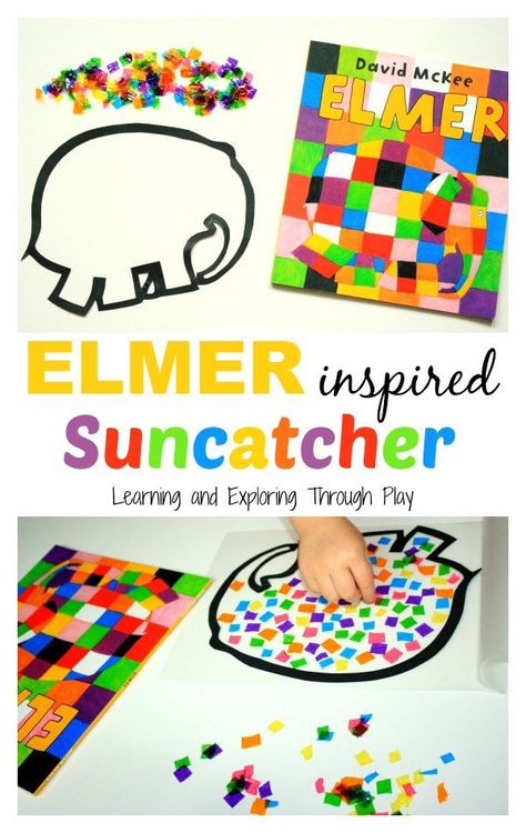 Elmer Activities, Salt Dough Footprint, Elmer Elephant, Story Sacks, Elmer The Elephants, Story Sack, Elephant Crafts, Book Craft, Suncatcher Craft