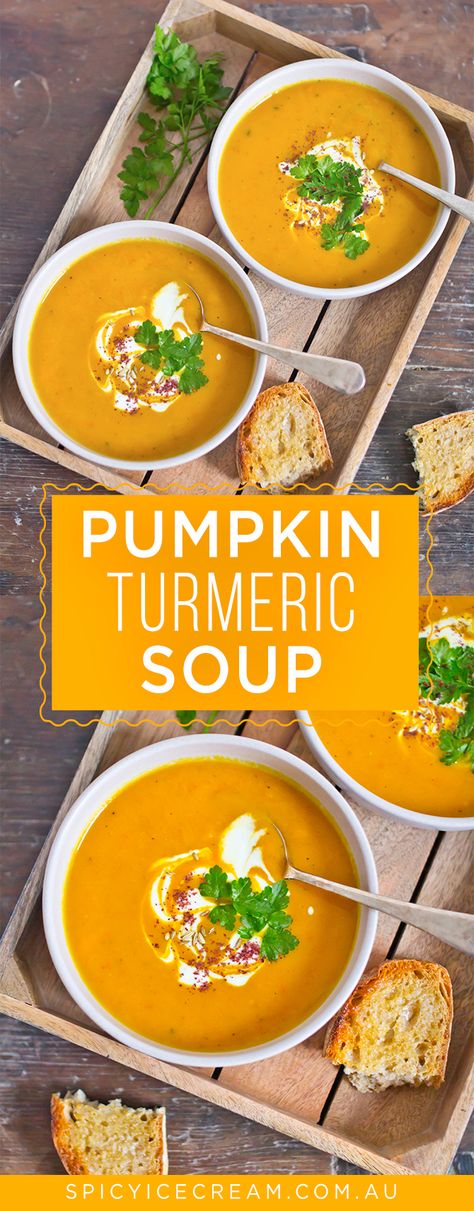 Turmeric is a natural anti-inflammatory and antioxidant so this Pumpkin Turmeric Soup using bountiful in-season pumpkins is sure to make you feel better. Haldi Powder, Turmeric Soup, Natural Spices, Australian Food, Organic Turmeric, Turmeric Root, Perfect Food, Diet And Nutrition, Natural Organic