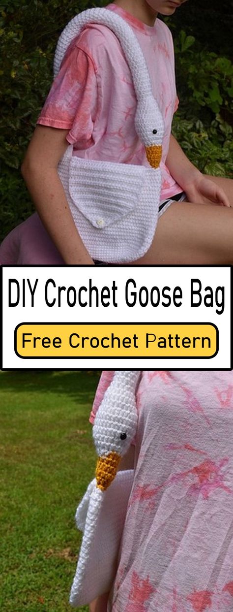 Crochet Goose Bag Pattern, Crochet Duck Bag Pattern Free, Goose Purse Crochet Pattern, Goose Purse Crochet, Goose Bag Crochet, Goose Purse, Goose Crochet, Crochet Goose, Porch Goose