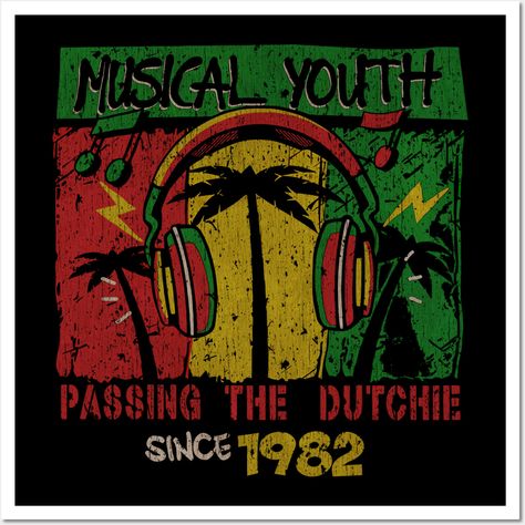 Iconic 80’S reggae act Musical Youth are back and exclusive T-shirts are here for you to ‘Pass the Dutchie’ in! -- Choose from our vast selection of art prints and posters to match with your desired size to make the perfect print or poster. Pick your favorite: Movies, TV Shows, Art, and so much more! Available in mini, small, medium, large, and extra-large depending on the design. For men, women, and children. Perfect for decoration. Reggae Album Covers, Reggae Music Posters, Pass The Dutchie, Streetwear Graphics, Reggae Poster, Graphic Pictures, Svg Prints, Reggae Art, Bob Marley Music