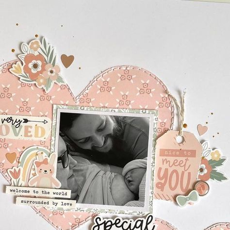 Keighley on Instagram: "2023-90 Special Delivery Emilie Sharing my take on Scraplift 22 on @scrap.squad.fb. I’ve used Our Baby Girl by Echo Park #ScrapSquadFB #ScrapliftingGroup #Scraplift #Scrapbooking #A4Scrapbooking #A4ScrapbookLayout" Boy Scrapbook Layouts, Baby Girl Scrapbook, Baby Scrapbook Pages, Scrapbooking Layouts Baby, Special Delivery, Baby Album, Echo Park, Nice To Meet, Baby Scrapbook