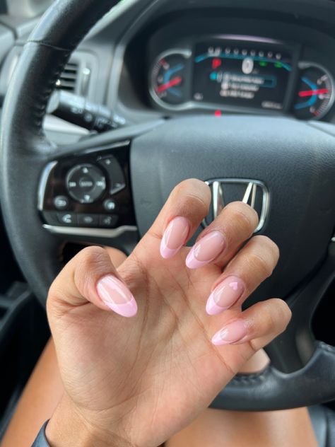 Pale Pink Nails French Tips, Baby Pink French Tip Nails Almond, Pink French Almond Nails, Baby Pink French Tips, Baby Pink Almond Nails, Baby Pink French Tip Nails, Baby Pink French Tip, Light Pink French Tip, Pink French Tip Nails Almond