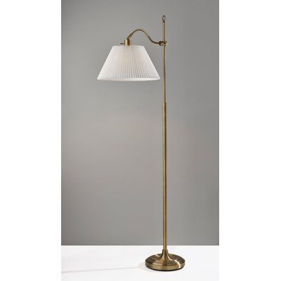 This floor lamp is a stylish and functional addition to your living room or bedroom. The pleated white fabric shade adds an elegant touch, diffusing soft and inviting illumination to enhance your room's ambiance. With an adjustable shade, you can direct light precisely where you need it for reading, working, or setting the mood. The 3-way rotary socket switch offers three brightness levels, giving you control over the intensity of the light. Standing at an impressive height of over 64" tall, thi Tall Lamp, English Country Floor Lamp, Floor Lamp With Pleated Shade, Brass Lamp Shade Floor Lamp, Vintage Brass Floor Lamp, Brass Task Floor Lamp, Guest Bedroom/office, Traditional Floor Lamps, Tall Lamps