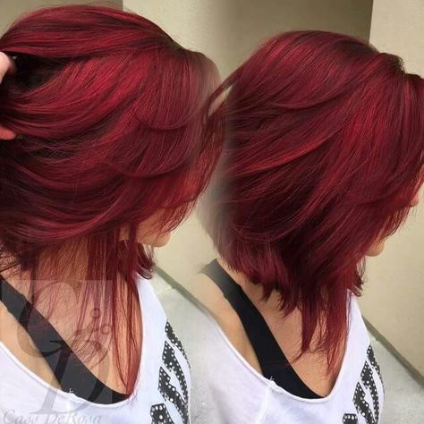 Cool cut and color Haircut And Color, Hair Color And Cut, Red Hair Color, Short Hair With Layers, Color Rojo, Grunge Hair, Hair Today, Great Hair, Layered Hair